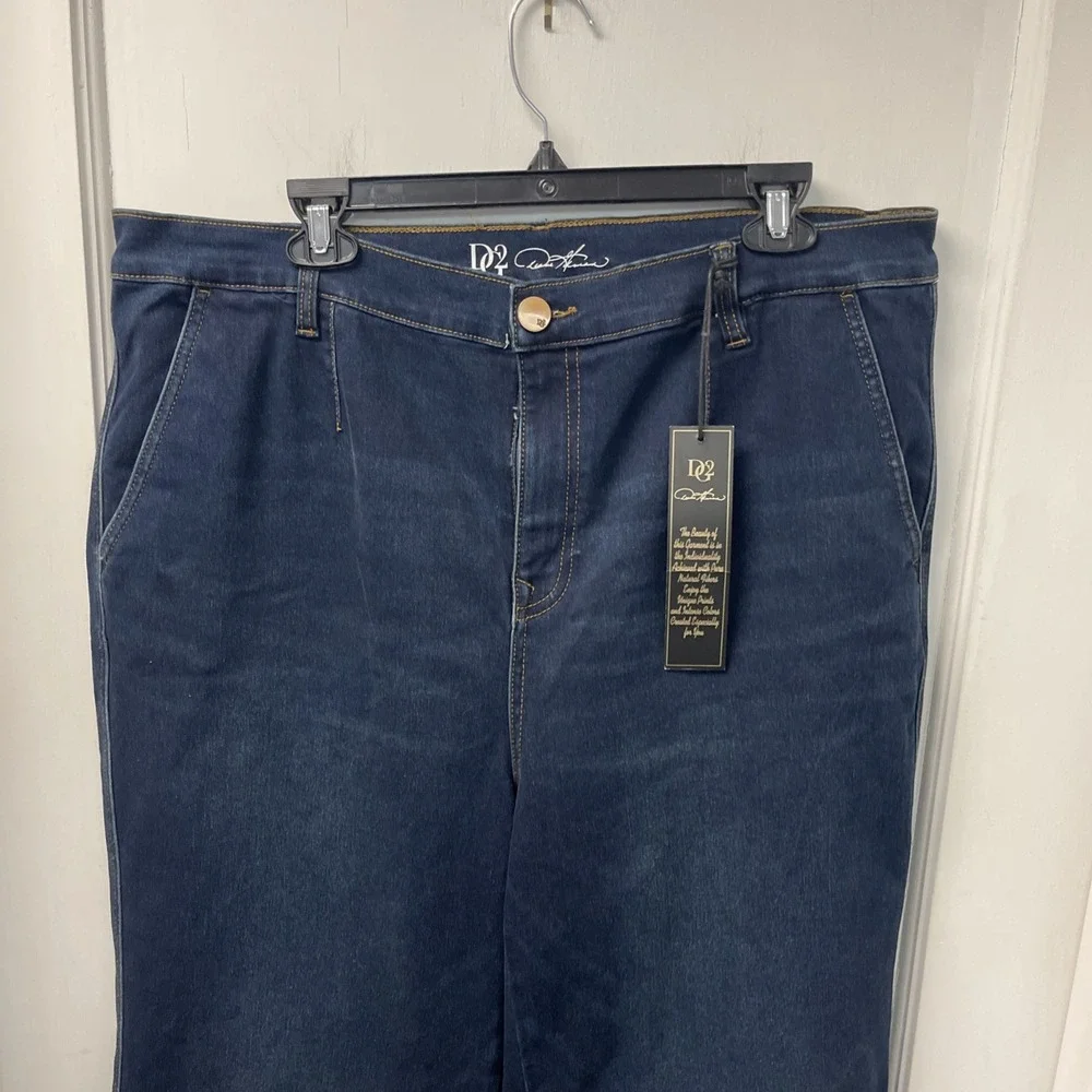 DG2 by Diane Gilman Woman's Wide Leg Jeans Dark Wash 18W NWT